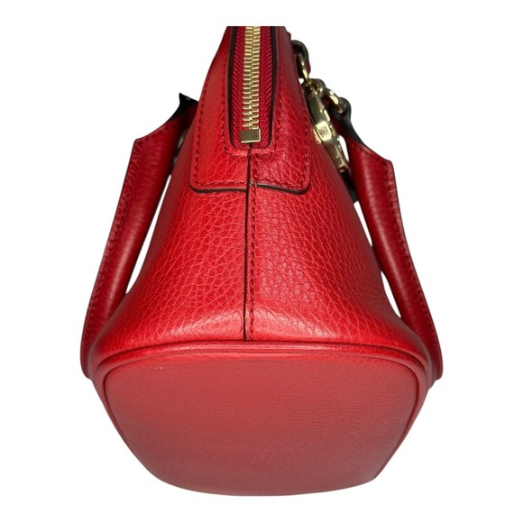 Gucci Red Leather Dome Satchel Crossbody Bag w Strap & Dust Bag | Excellent - Picture 7 of 14